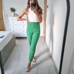 Zara Kelly Green High Waisted Trousers